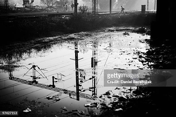 Ground water, believed to be contaminated, is seen near the Union Carbide factory on November 27, 2009 in Bhopal, India. Twenty-five years after an...