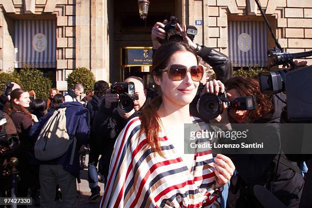 Amira Casar attends Balenciaga Ready to Wear show as part of the Paris Womenswear Fashion Week Fall/Winter 2011 at Hotel Crillon on March 4, 2010 in...