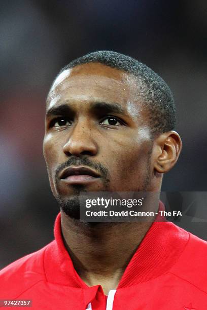 Jermain Defoe of England looks on prior to the International Friendly match between England and Egypt at Wembley Stadium on March 3, 2010 in London,...