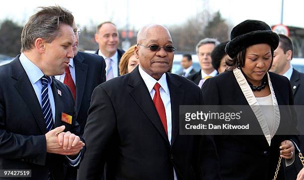 Of Sainsburys Justin King greets South African President Jacob Zuma and wife Thobeka Madiba Zuma to a Sainsburys Supermarket in North Greenwich on...