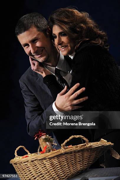 Anna Marchesini during the Italian tv show "Che tempo che fa" on December 06, 2008 in Milan, Italy.