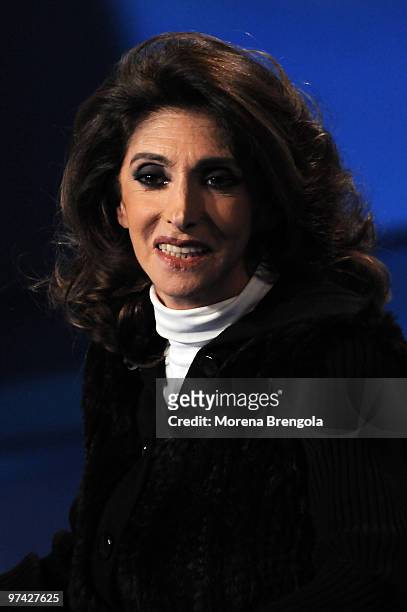 Anna Marchesini during the Italian tv show "Che tempo che fa" on December 06, 2008 in Milan, Italy.