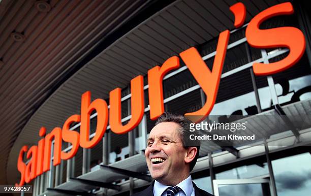 Of Sainsbury's Justin King prepares to greet South African President Jacob Zuma to a store in North Greenwich on March 4, 2010 in London, England.