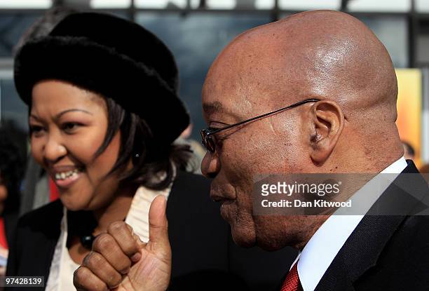 South African President Jacob Zuma and wife Thobeka Madiba Zuma visit a Sainsburys Supermarket in Greenwich on March 4, 2010 in London, England....