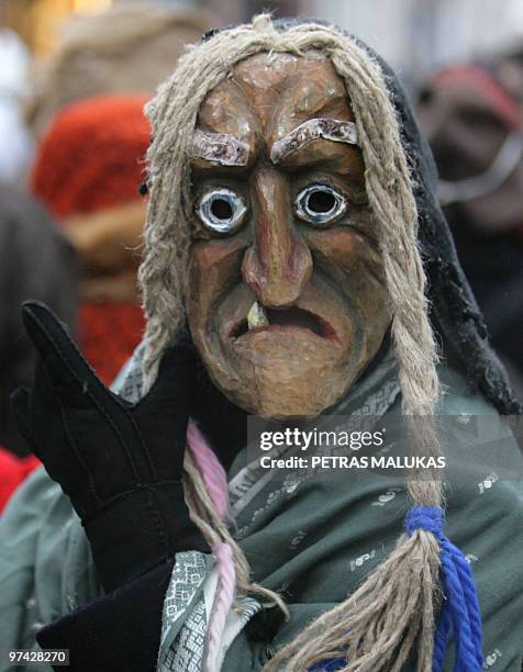 People celebrate �Uzgavenes� in the old town of Vilnius, on February 16, 2010. �Uzgavenes� is held before the beginning of the Christian Lent and is...