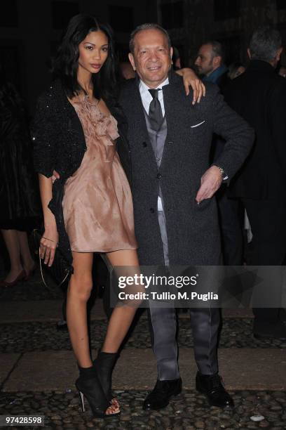 Model Chanel Iman and designer Ermanno Scervino attend Vogue.it during Milan Fashion Week Womenswear Autumn/Winter 2010 on February 26, 2010 in...