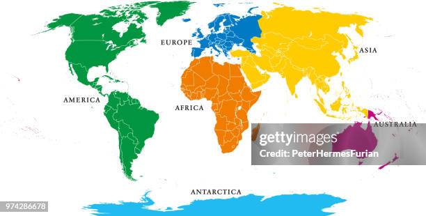 Six Continents Political World Map With Borders High Res Vector Graphic Six Continents Political World Map With Borders 