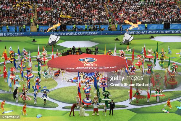 Artist perform during the opening ceremony prior to the 2018 FIFA World Cup Russia Group A match between Russia and Saudi Arabia at Luzhniki Stadium...
