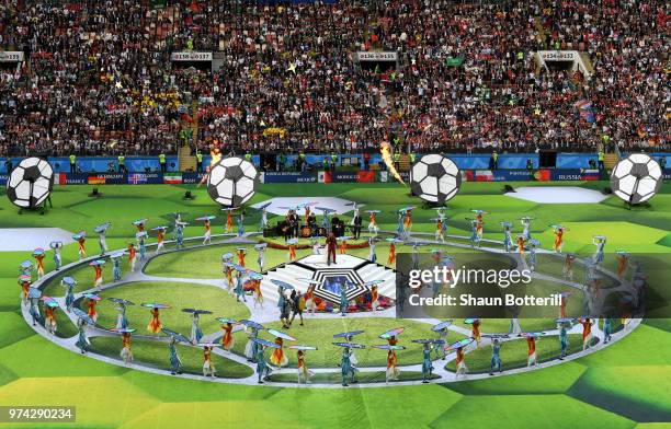 Artist perform during the opening ceremony prior to the 2018 FIFA World Cup Russia Group A match between Russia and Saudi Arabia at Luzhniki Stadium...