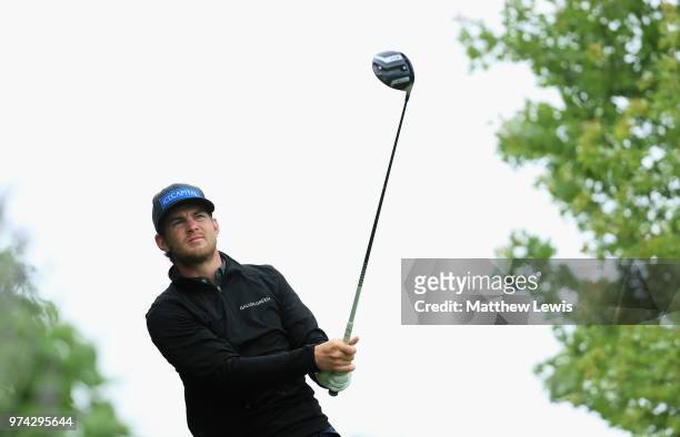 Lauri Ruuska of Finaland tees off on the 10th hole during day one of the Hauts de France Golf Open at Aa Saint Omer Golf Club on June 14, 2018 in...