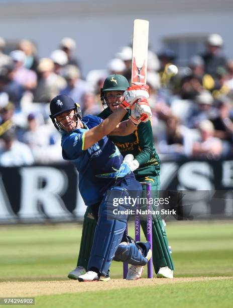 Heino Kuhn of Kent batting during the Royal London One-Day Cup match between Nottinghamshire Outlaws and Kent Spitfires at Trent Bridge on June 14,...