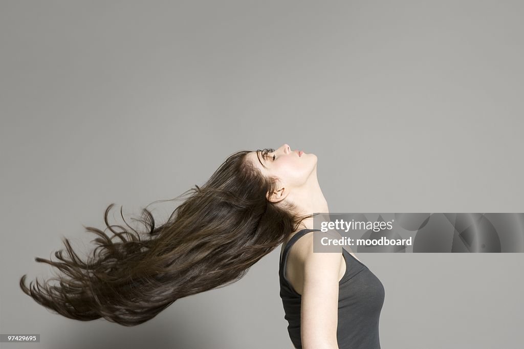 Woman with long brown hair