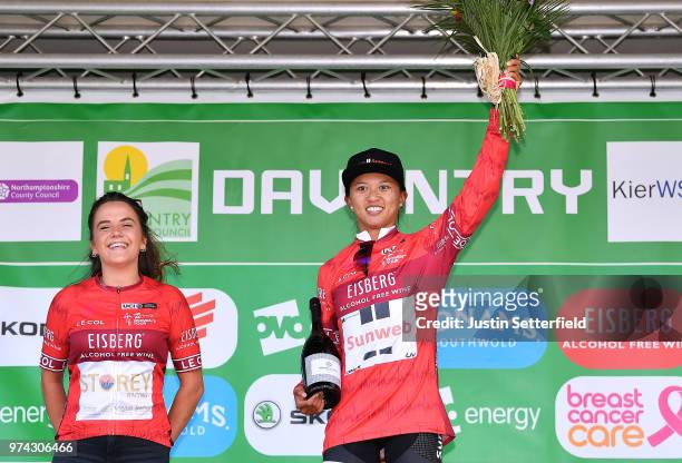 Podium / Coryn Rivera of The United States and Team Sunweb Red Sprints Jersey / Celebration / Trophy / during the 5th OVO Energy Women's Tour 2018 /...