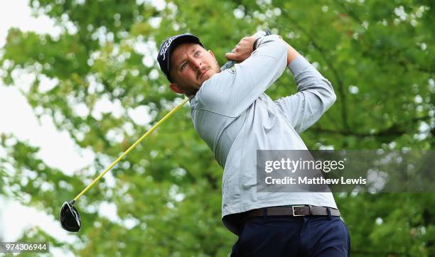 Benjamin Kedochim of France tees off on the 10th hole during day one of the Hauts de France Golf Open at Aa Saint Omer Golf Club on June 14, 2018 in...