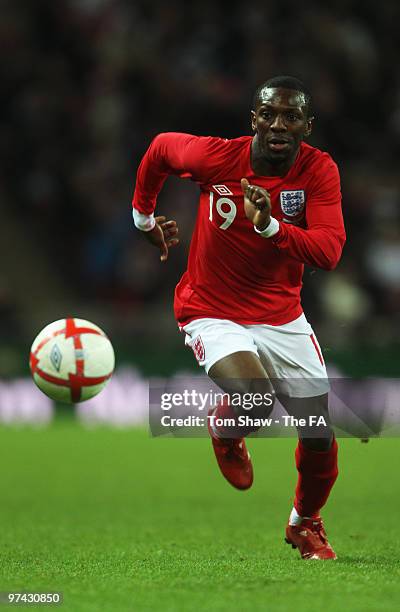 Shaun Wright-Phillips of England in action during the International Friendly match between England and Egypt at Wembley Stadium on March 3, 2010 in...