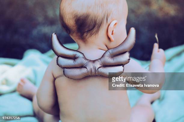 little baby angel - baby angel wings stock pictures, royalty-free photos & images