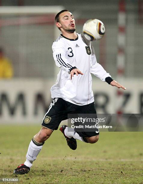 Diego Contento of Germany runs with the ball during the U20 friendly match between Germany and Switzerland at the Stadion an der Alten Foersterei on...