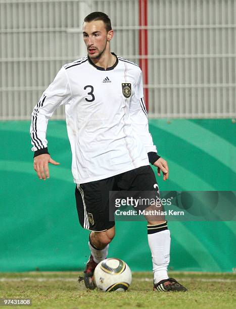 Diego Contento of Germany runs with the ball during the U20 friendly match between Germany and Switzerland at the Stadion an der Alten Foersterei on...