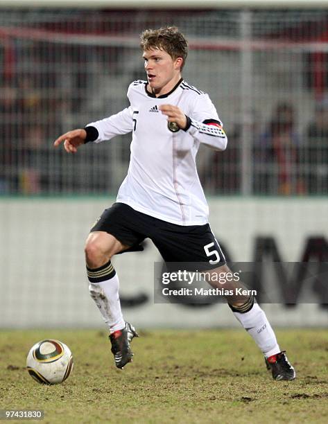 Florian Jungwirth of Germany runs with the ball during the U20 friendly match between Germany and Switzerland at the Stadion an der Alten Foersterei...