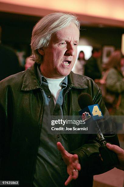 James Cameron attends the 2010 Writers Guild Awards' "Beyond Words" panel and private reception at the Writers Guild Theater on February 18, 2010 in...