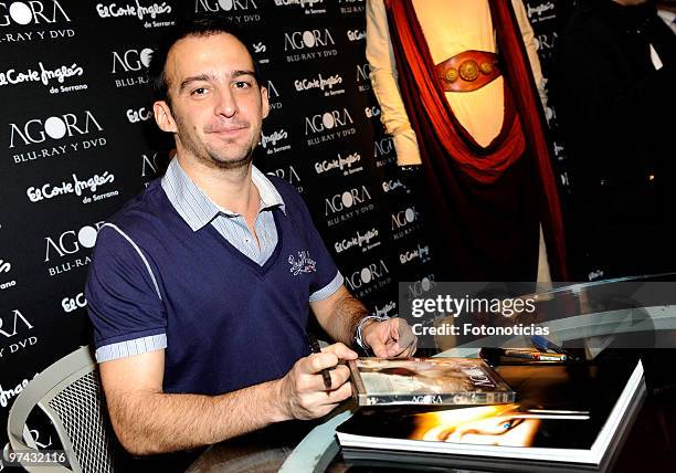 Director Alejandro Amenabar presents 'Agora' in DVD and Blu-Ray, at El Corte Ingles on March 4, 2010 in Madrid, Spain.