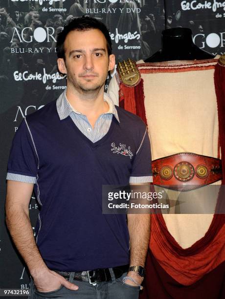 Director Alejandro Amenabar presents 'Agora' in DVD and Blu-Ray, at El Corte Ingles on March 4, 2010 in Madrid, Spain.