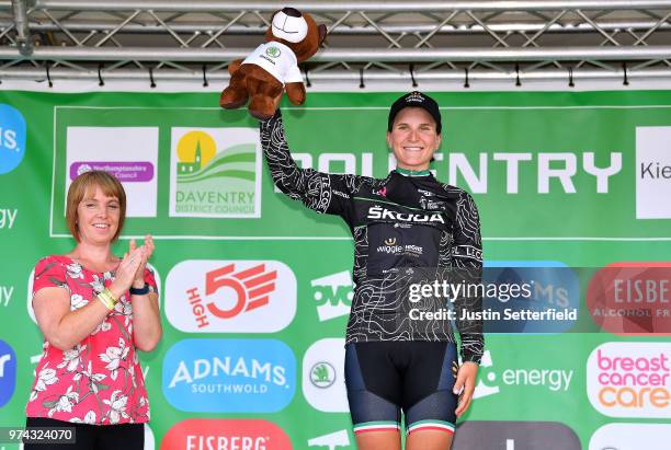 Podium / Elisa Longo Borghini of Italy and Team Wiggle High5 Black Mountain Jersey / Celebration / Trophy / during the 5th OVO Energy Women's Tour...