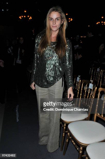Gaia Repossi attends the Balmain Ready to Wear show as part of the Paris Womenswear Fashion Week Fall/Winter 2011 at Le Grand Hotel on March 4, 2010...