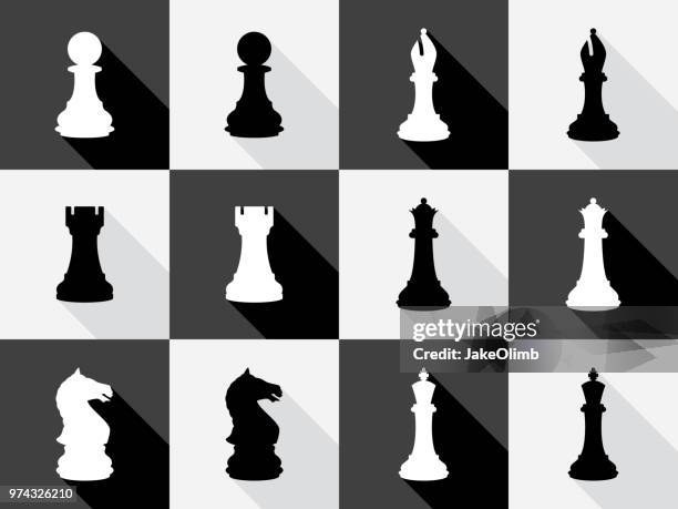 bildbanksillustrationer, clip art samt tecknat material och ikoner med chess ikonuppsättning - schackspel