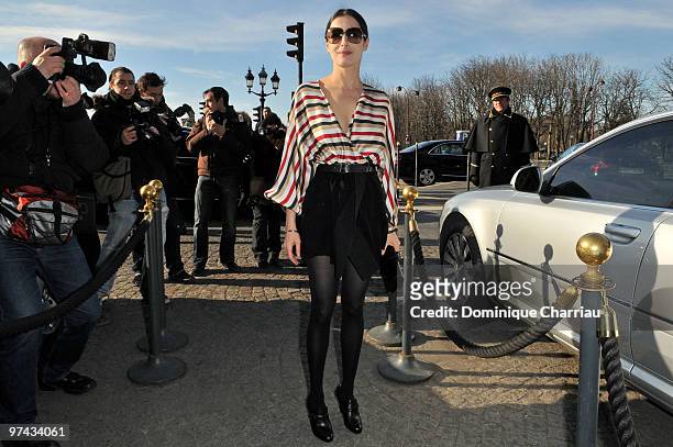 Amira Casar attends the Balenciaga Ready to Wear show as part of the Paris Womenswear Fashion Week Fall/Winter 2011 at Hotel Crillon on March 4, 2010...
