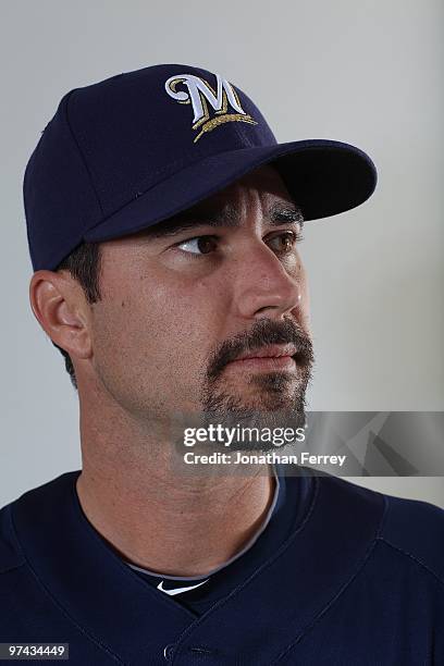 Jeff Suppan poses for a portrait during the Milwaukee Brewers Photo Day at the Maryvale Baseball Park on March 1, 2010 in Maryvale, Arizona.