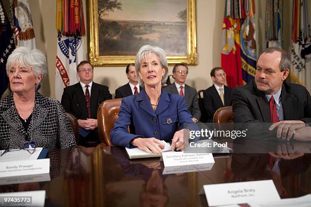 Pennsylvania Insurance Commissioner Joel Ario , U.S. Health and Human Services Secretary Kathleen Sebelius and Kansas Insurance Commissioner Sandy...