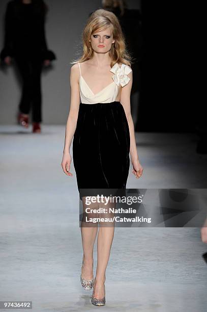 Model walks down the runway during the Rochas fashion show, part of Paris Fashion Week, Paris on March 3, 2010 in Paris, France.