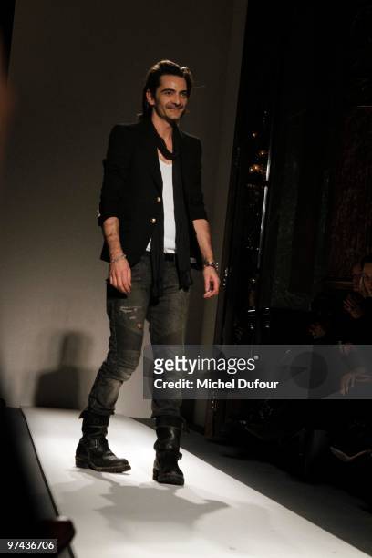 Christophe Decarnin walks the runway during the Balmain Ready to Wear show as part of the Paris Womenswear Fashion Week Fall/Winter 2011 at Le Grand...