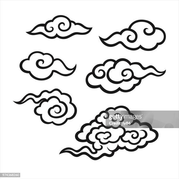 illustrations, cliparts, dessins animés et icônes de éléments de design nuage - culture chinoise
