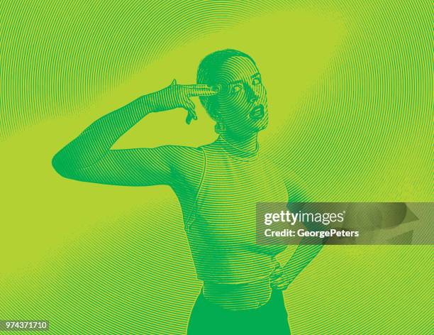 woman gesturing with finger gun - adults acting childish stock illustrations