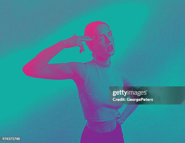 woman gesturing with finger gun - adults acting childish stock illustrations