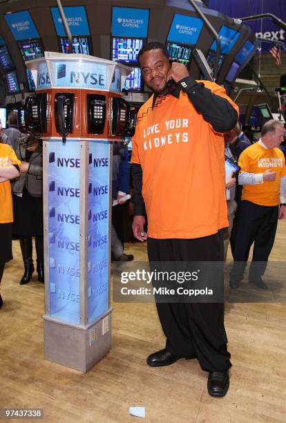 Actor Grizz Chapman rings the opening bell at the New York Stock Exchange on March 4, 2010 in New York City.