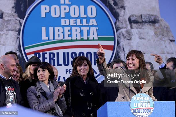 Centre-right candidate to the Lazio's regional elections Renata Polverini attends a Berlusconi PDL Party protest against regional poll...
