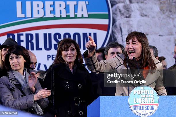 Centre-right candidate to the Lazio's regional elections Renata Polverini attends a Berlusconi PDL Party protest against regional poll...