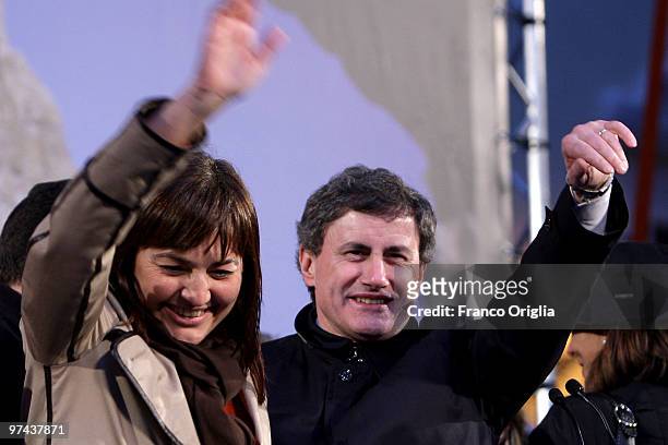 Centre-right candidate to the Lazio's regional elections Renata Polverini and Rome's Mayor Gianni Alemanno attend a Berlusconi's PDL Party protest...