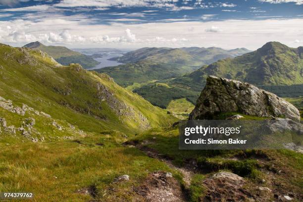 ben lomond and loch lomond from ben vorlich - ben lomond stock-fotos und bilder