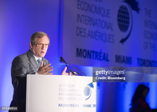 Louis Audet, president and chief executive officer of Cogeco Communications Inc., speaks during the International Economic Forum Of The Americas in...