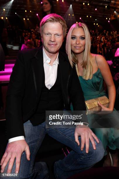 Former German national goal keeper Oliver Kahn and new partner Svenja attend the Echo Award 2010 at Palais am Funkturm on March 4, 2010 in Berlin,...