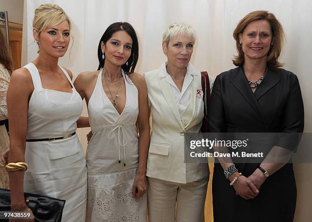 Tess Daly, Yasmin Mills, Annie Lennox and Sarah Brown attend the private dinner for the White Ribbon Alliance's Global Dinner Party Campaign, at Agua...