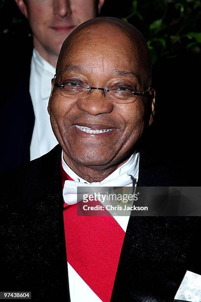 South African President Jacob Zuma arrives at the Guildhall for a reception and banquet on March 4, 2010 in London, England. President Zuma and his...