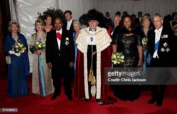 The Duke and Duchess of Gloucester pose for a photograph with South African President Jacob Zuma and his wife Thobeka Madiba Zuma and the Lord Mayor...