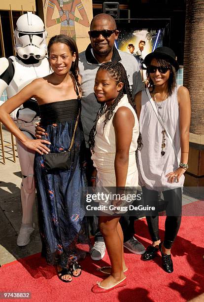 Actor Forest Whitaker and wife Keisha Whitaker and children arrive at the U.S. Premiere Of "Star Wars: The Clone Wars" at the Egyptian Theatre on...