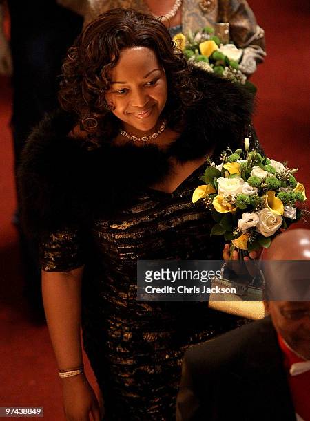 South African President Jacob Zuma's wife Thobeka Madiba Zuma attends a banquet at the Guildhall on March 4, 2010 in London, England. President Zuma...