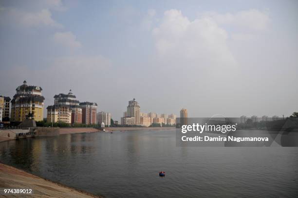 esil river in astana - kazakhstan skyline stock pictures, royalty-free photos & images